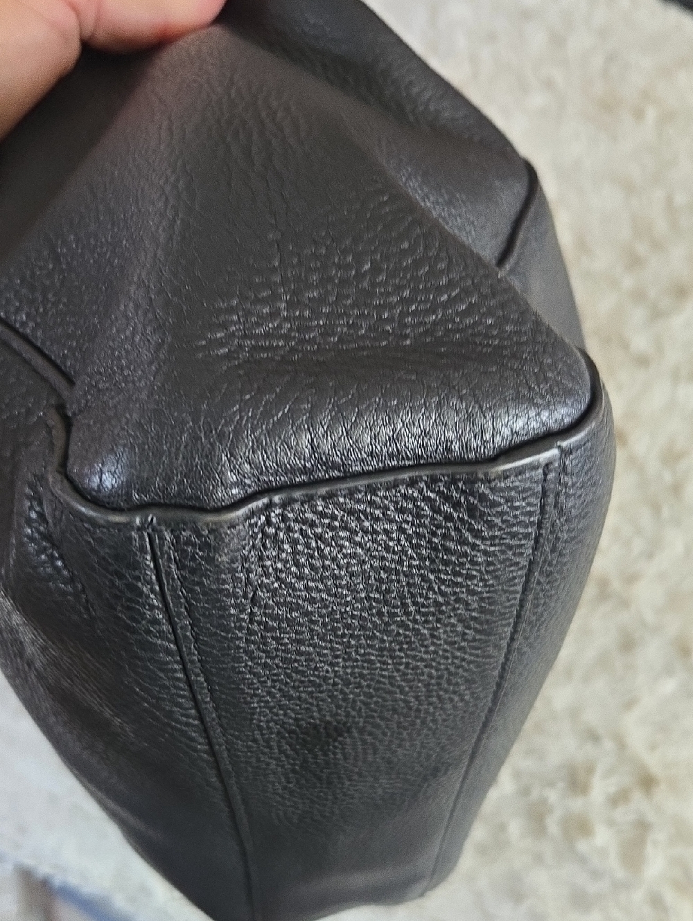 Coach Black Pebbled Leather Tote with Gold Hardware And Coach Cherry Zipper Pull - Picture 5 of 9